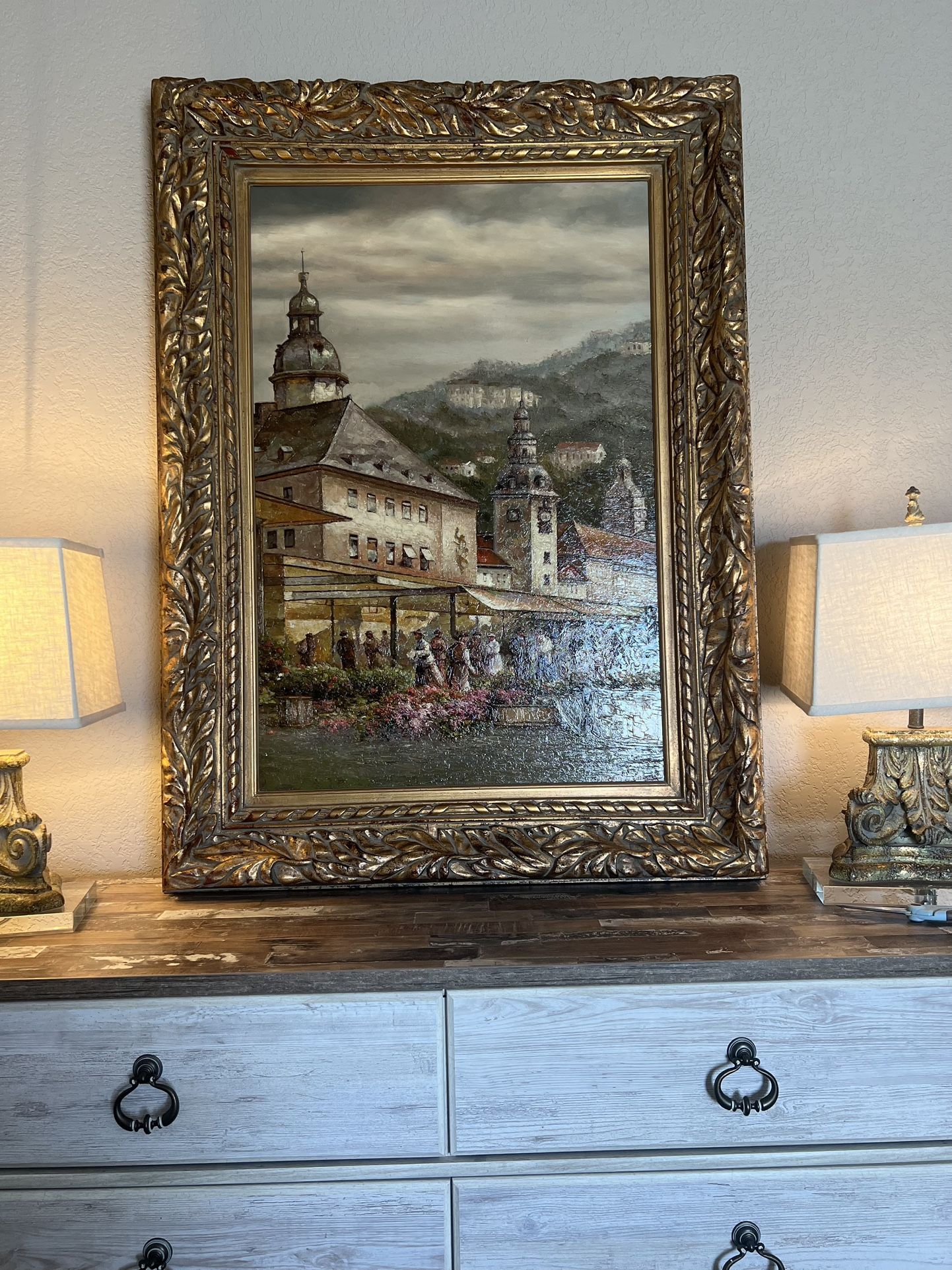 Signed John Pieron Original Oil On Canvas