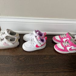 Three Pair Of Girls Nike Sneakers Size 6.5 & 7.5