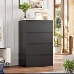 Black 4-Drawer Dresser Chest