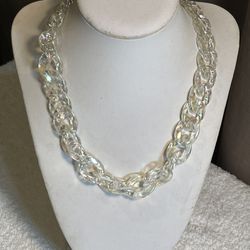 Iridescent Clear Chain Link Plastic Necklace
