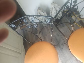 Pair old iron chairs