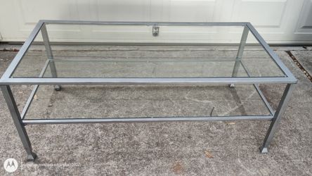 Ikea Vintage 2 Tiered Glass and Metal Coffee Table