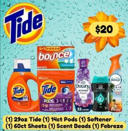 🔥🔥 Tide LAUNDRY DETERGENT Pods, Downy, Bounce, Febreze Household BUNDLE 🔥🔥