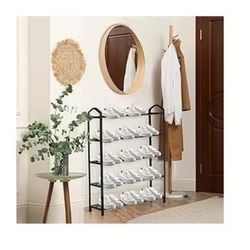 5-Tier Stackable Shoe Rack, 15-Pairs Sturdy Shoe Shelf Storage, Black Shoe Tower for Bedroom, Entryway, Hallway, and Closet