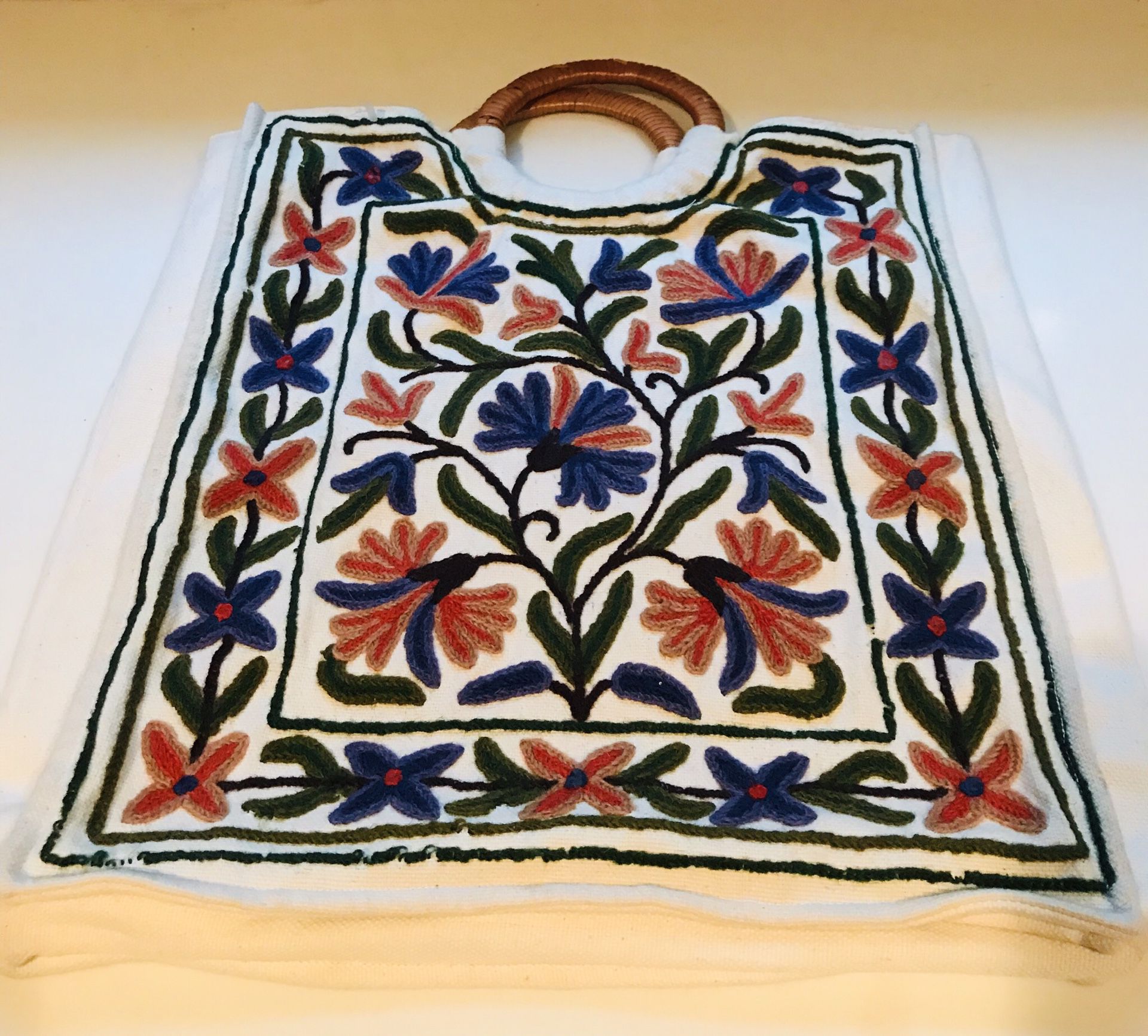 Double sided embroidered tote, beautiful
