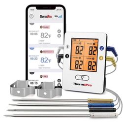 ThermoPro TP25 500ft Wireless Bluetooth Meat Thermometer 4 Probes Rechargeable