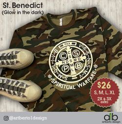 St Benedict Spiritual Warfare Sweatshirt- Glow In The Dark