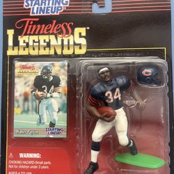 Vintage 1995 Walter Payton Timeless Legends, Starting Line Up, Chicago Bears figure, black shoes, new in pack 