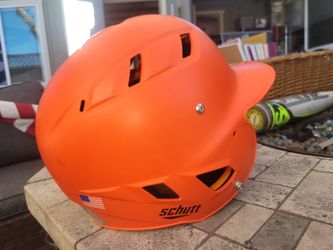 Schutt Orange Little League baseball helmet