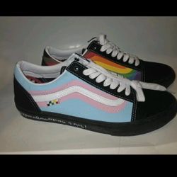 VANS Old Skool Unisex Skate Pride Multi Shoes Size 11 Black Rainbow Sneakers 