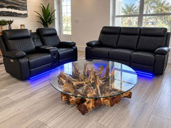 Living Room / Black Recliner/ New