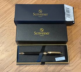 [Brand New] Scriveiner London Luxury Ballpoint Pen - Black Lacquer with 24K Gold Finish