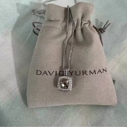 David Yurman Albion Yellow Topaz And Diamond Pave Necklace In Sterling Silver