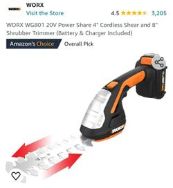 Worx Cordless Shear Shrubber Trimmer WG801 20v Battery