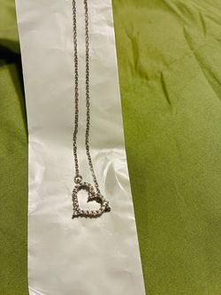 Silver Heart Pendant Necklace with CZ Stones