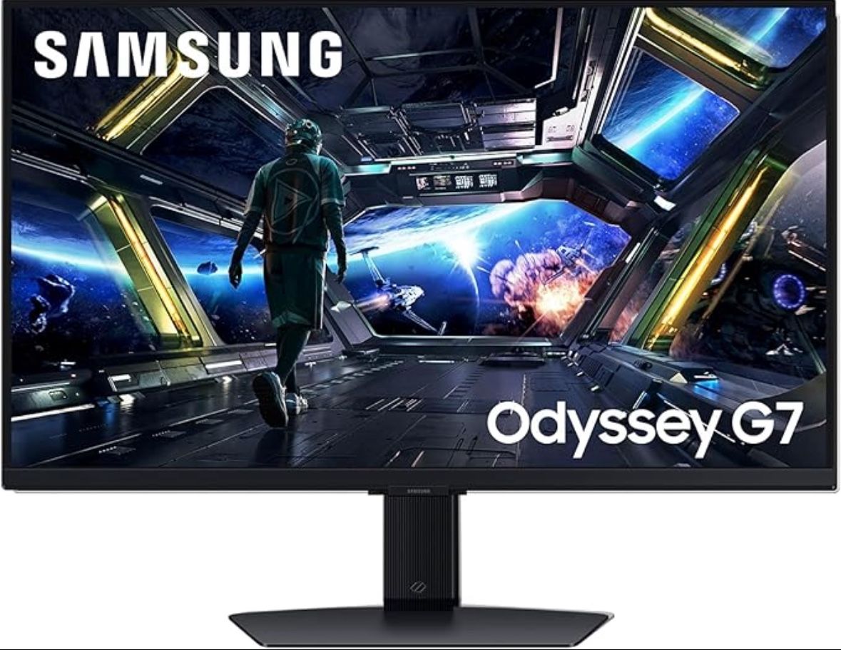 Samsung 32” Odyssey G7 (G70D) 4K UHD IPS 144Hz 1ms(GtG) Smart Gaming Monitor, G-Sync Compatible, AMD Freesync Premium, Vivid Colors, Adjustable Stand,