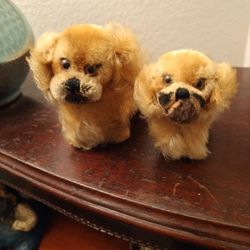 very rare antique hairy dog dolls