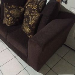 Two Piece Brown Couch Set 