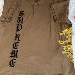 Supreme The Great China Wall Dragon Polo Brown XL