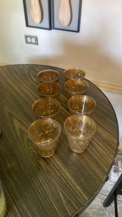 8 piece set of Valencia 8oz flared gold drinking glasses