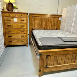 Rustic Bedroom Set Queen or King Bed Dresser Nightstand Mirror Chest Options Brennee