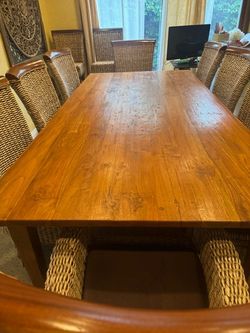 Solid wood large dining table with 10 chairs-custom made in excellent condition