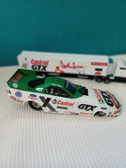 John Force Mac Tools Die cast Racing Metal trailer. & Castrol GTX funny car
