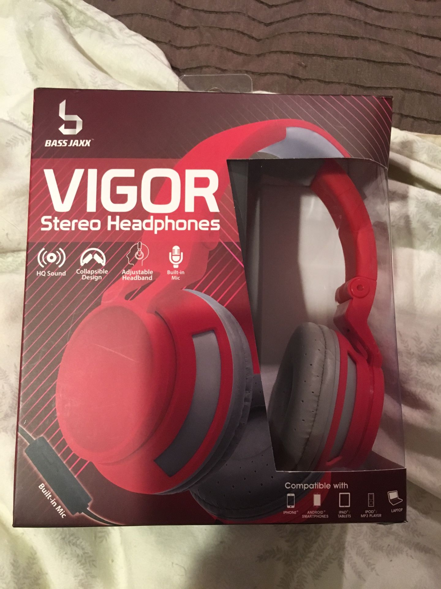 Bass Jaxx Vigor Stereo Headphones with Built in Mic