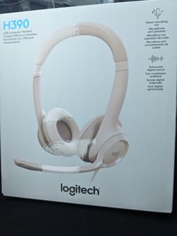New -Logitech H390 Over-Head Comfort USB Headset Noise-Canceling Microphone Pink