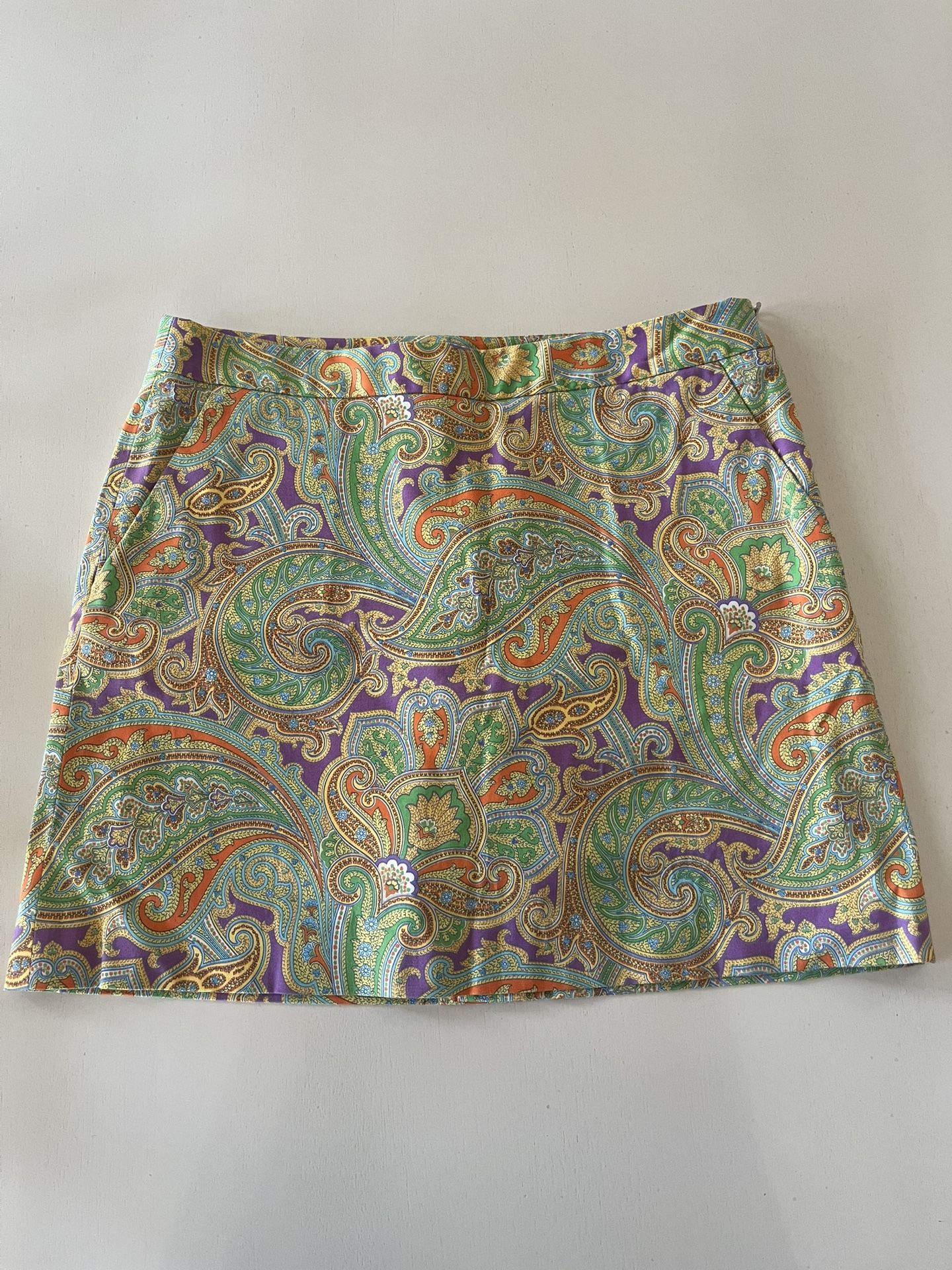 Ralph Lauren Y2K Chartreuse and Pink Paisley Golf Mini Skirt Skort Women’s Sz 8