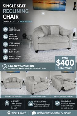 GRAY PLUSH RECLINER CHAIR