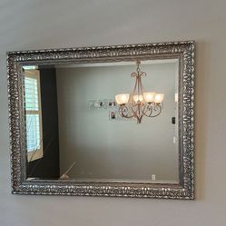 Large Antique Mirror With Sconces 