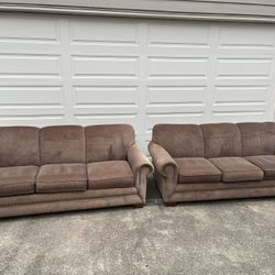 Free: Two Brown La-Z-Boy 3-seater Sofas