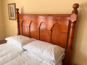 Beautiful Handmade Solid Cherry Wood Bed & Matching Night Stands