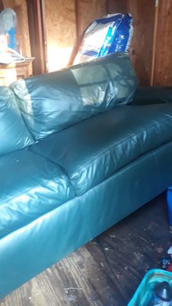 Green leather couch