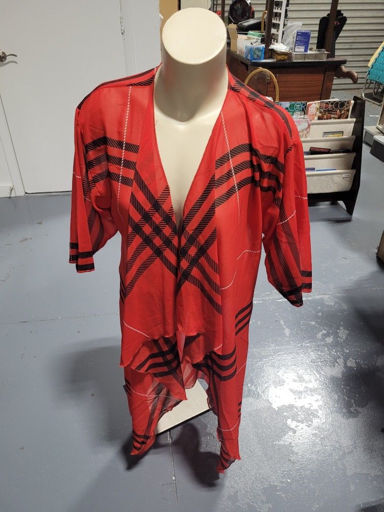 LuLaRoe Shirley Kimono Women's Red and Black Sz S