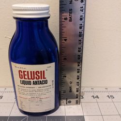 Vintage Gelusil Antacid Cobalt Bottle 5 oz