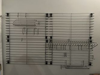 Metal Wire Wall Mount Storage With Shelves And Hooks From The Container Store