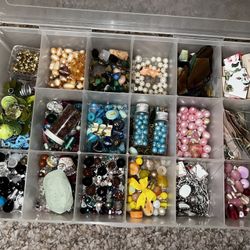 Lot of various jewelry making beads glass plastic metal beads see pics