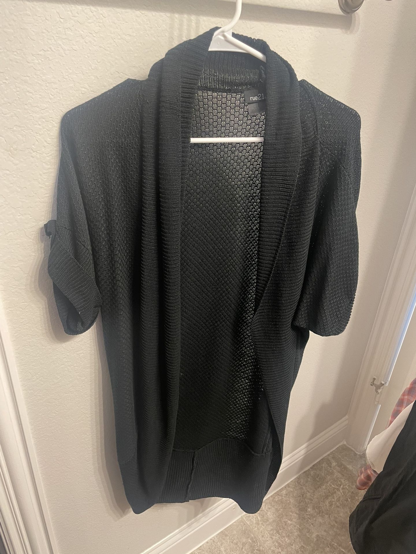 Rue 21 Black Open Cardigan 1/2 Sleeves, One Size