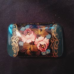 Russian Lacquer Floral Brooch Pin