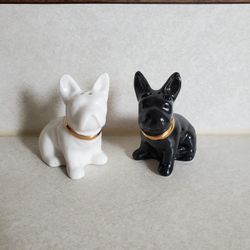 Frenchie Black And White Salt And Pepper Shakers