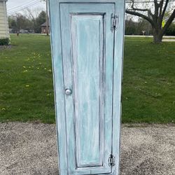 Used Wooden sturdy pine cabinet/pantry with a rustic paint finish