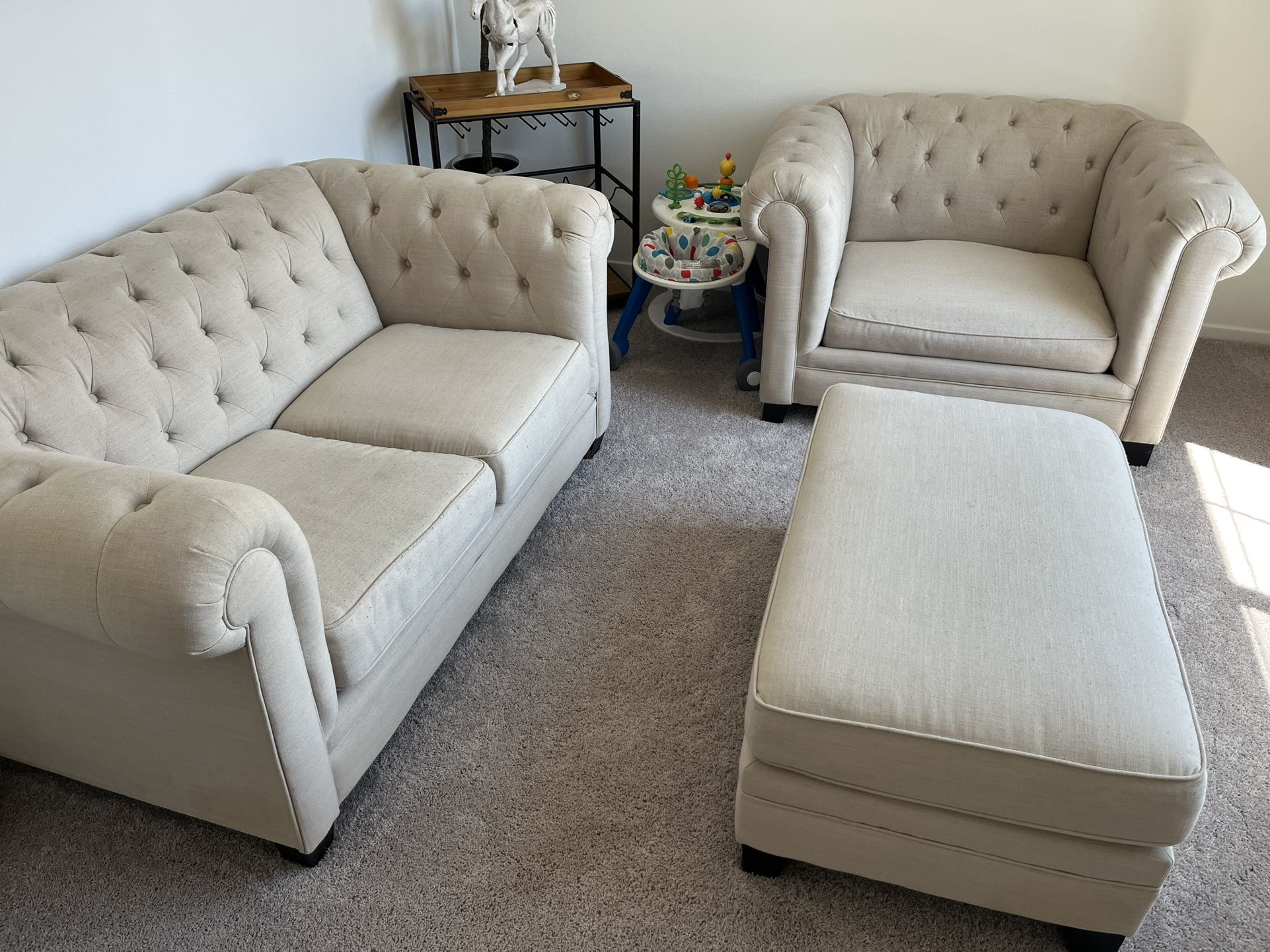 Beige Tufted Couches $50 OBO