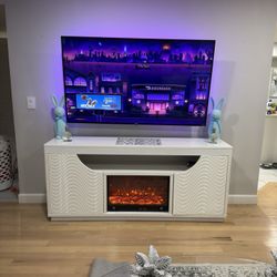 Tv Stand Fire Place And Speakers 