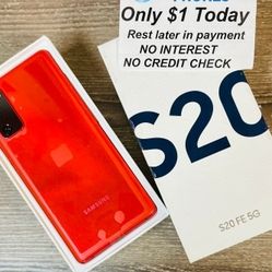 Samsung Galaxy S20 Fe 5g  128gb  Unlocked, FREE Smartwach/ Headphones. Pay $1 Today Rest in payments. NO CREDIT NEEDED FINANCING