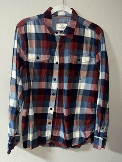 Men's Flag & Anthem Long Sleeve Plaid Flannel Shirt - Size M