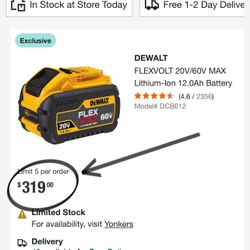 DEWALT FLEXVOLT 20V/60V MAX Lithium-lon 12.0Ah Battery