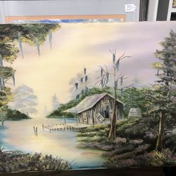 Oil Painting Beautiful Bayou Scene 