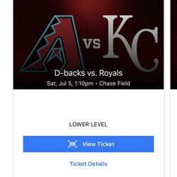 Dbacks Vs Royals | July 5th | 2 Tickets | Left Field